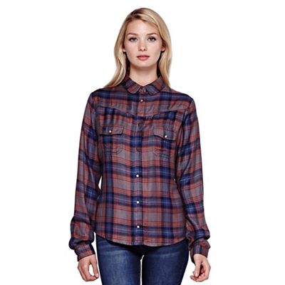 Yumi Blue Flannel Shirt With Check Print
